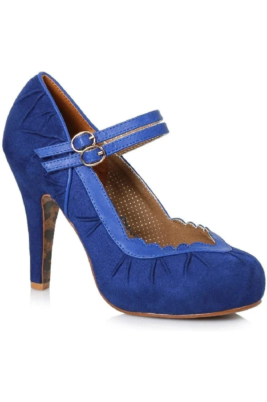 Bettie Page Tami Vintage Pump  | Blue Faux Leather