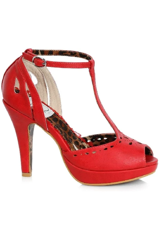 Bettie Page Willie Vintage Pump  | Red Faux Leather