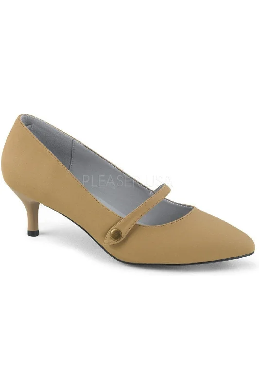 KITTEN-03 Pump  | Taupe Faux Leather