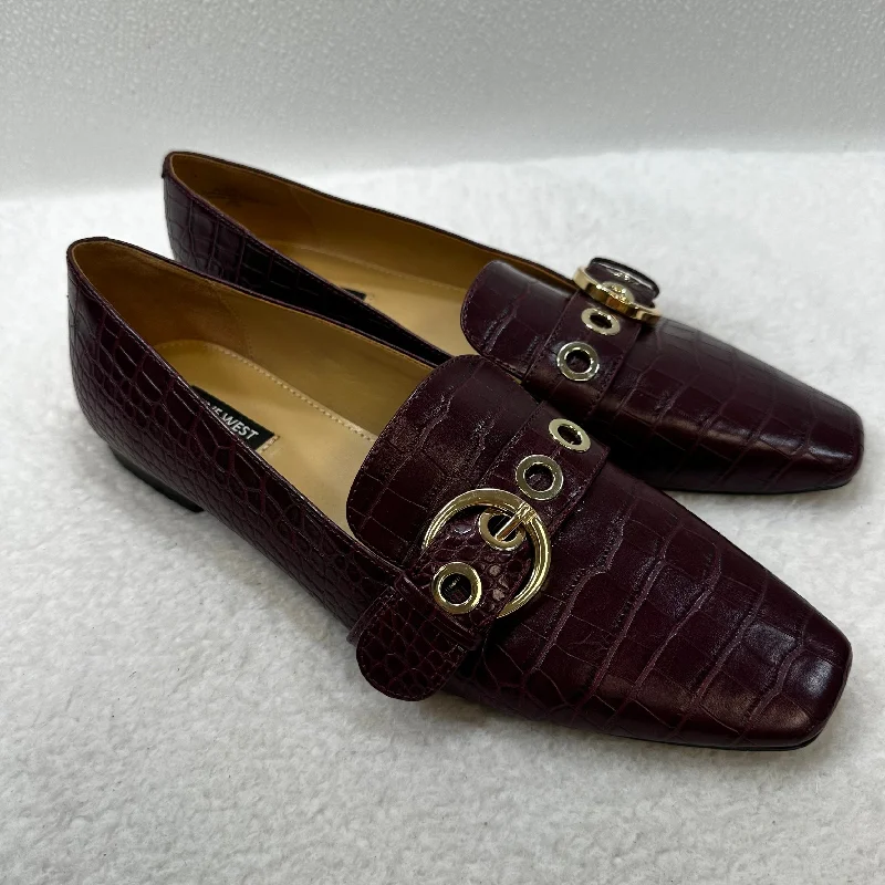 Maroon Shoes Flats Loafer Oxford Nine West, Size 9.5