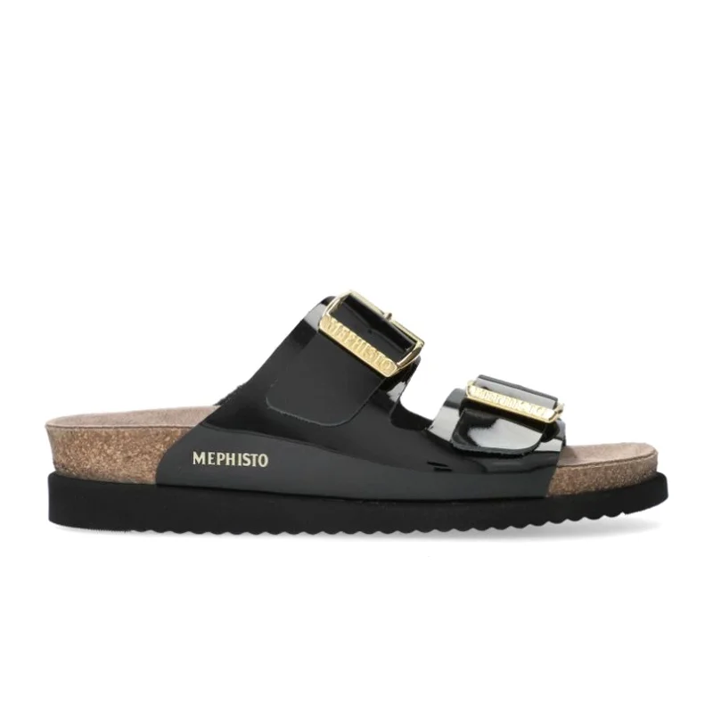 Mephisto Hester Slide Sandal (Women) - Black Vernis Fripe