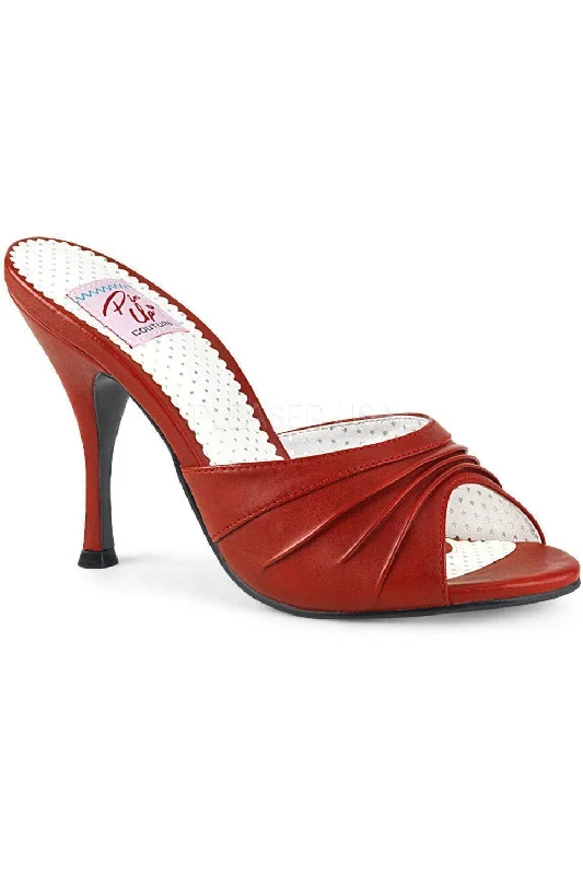 MONROE-01 Slide | Red Faux Leather