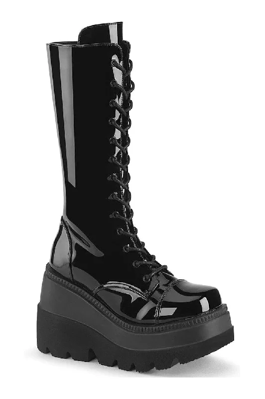 SHAKER-72 Black Patent Knee boot