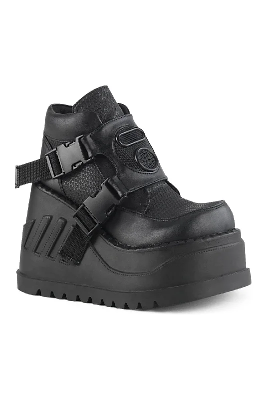 STOMP-15 Black Vegan Leather Cyber Shoe