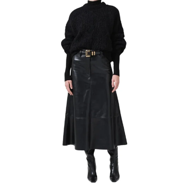 Cassia Leather Skirt (Black)