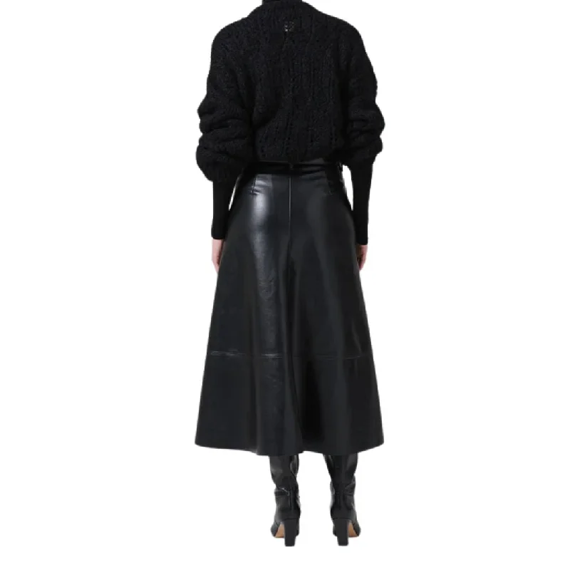 Cassia Leather Skirt (Black)