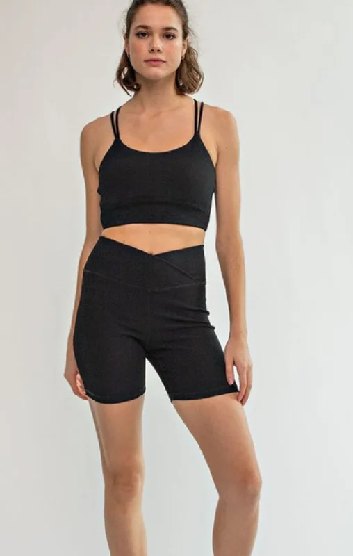 Crossover Ribbed Biker Shorts