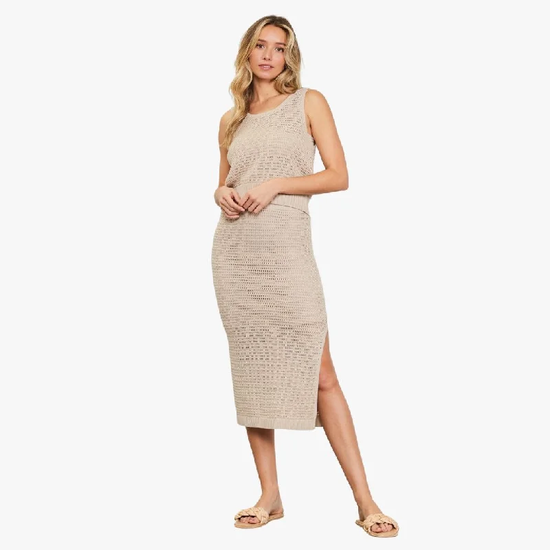 Knit Side Slit Skirt (Taupe)