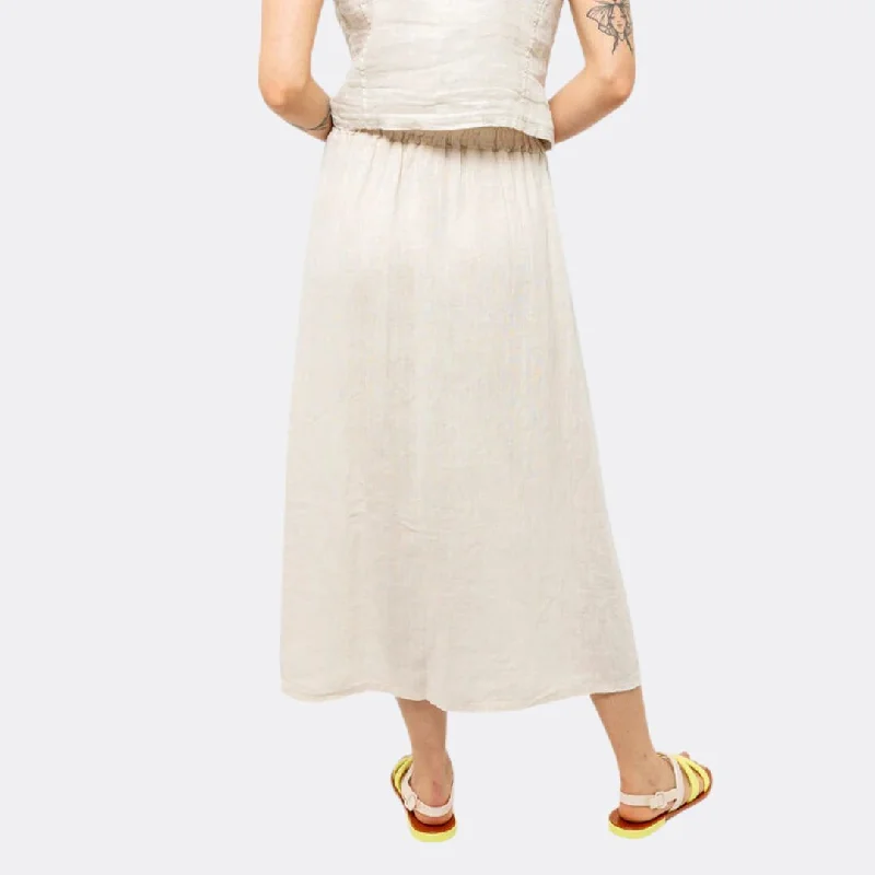 Linen Skirt w/ Slit (Nude)