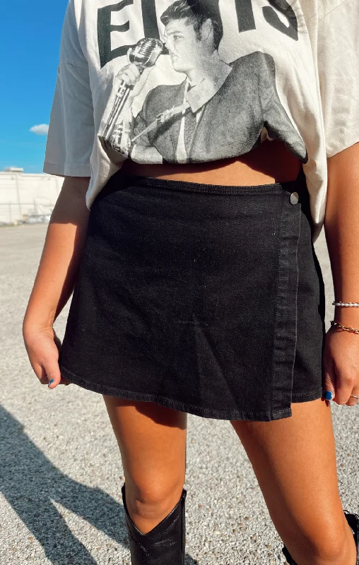 Side Zip Denim Skort