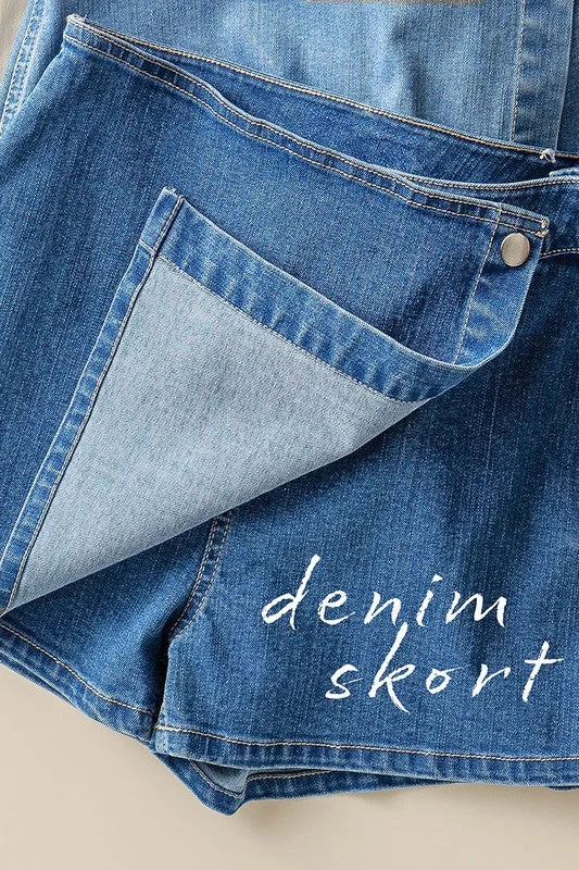 Side Zip Denim Skort