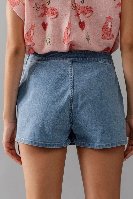 Side Zip Denim Skort