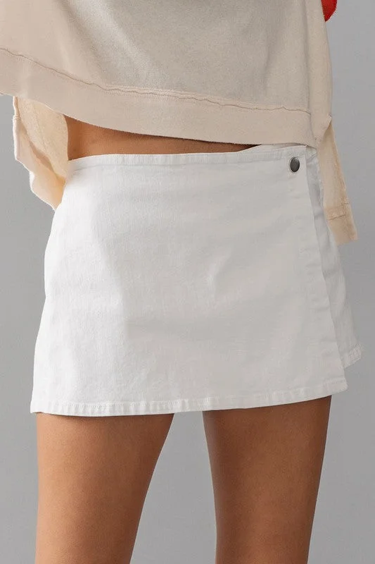 Side Zip Denim Skort