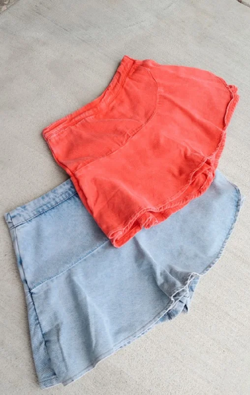 Wrap Ruffle Denim Skort