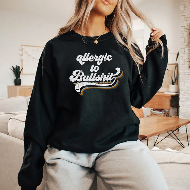 Allergic To Bullshit Retro Crewneck Sweatshirt