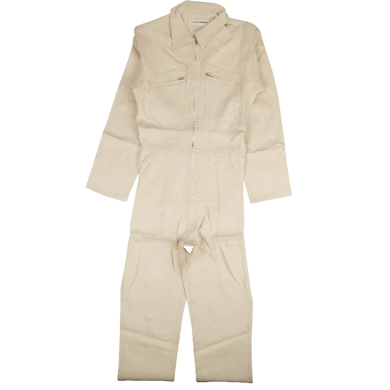 A_PLAN_APPLICATION Beige Linen Contrast Stitch Jumpsuit