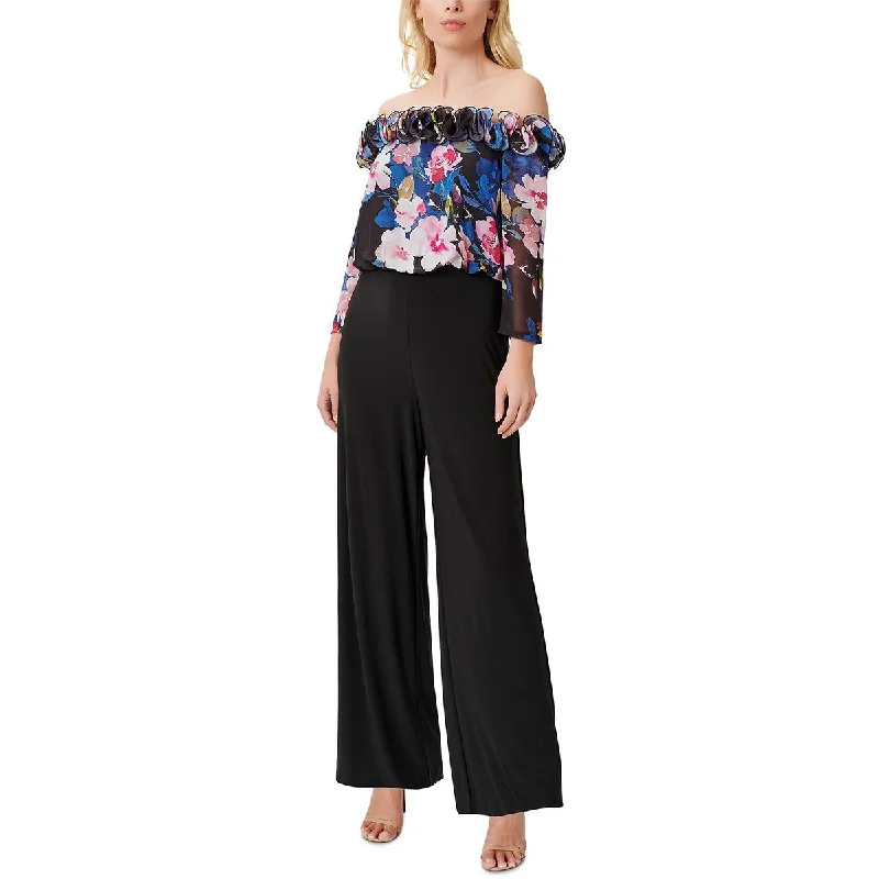 Plus Womens Ruffled Floral Print Jumpsuit