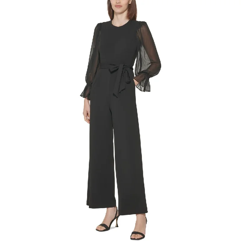 Womens Crewneck Bishop Sleeve Jumpsuit