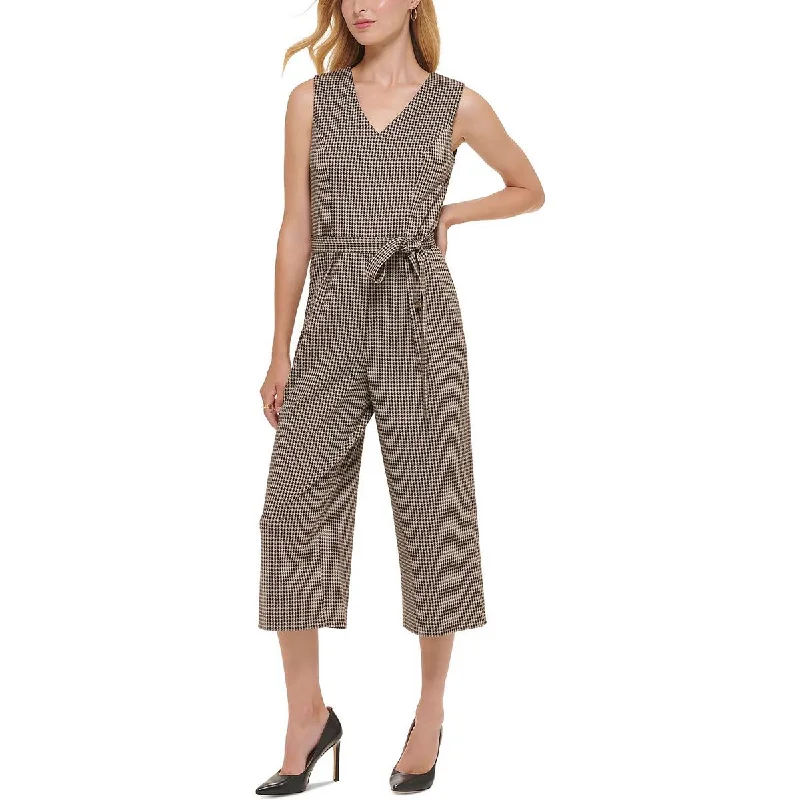 Womens Ponte Houndstooth Jumpsuit