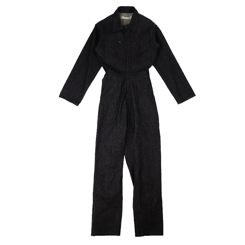 A_Plan_Application Blue Denim Fitted Jumpsuit