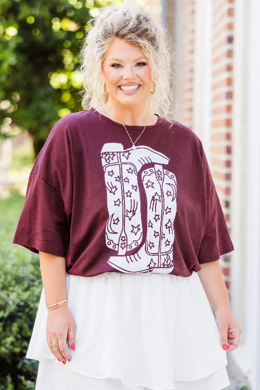 Boot Scootin Game Day Boyfriend Tee, Maroon