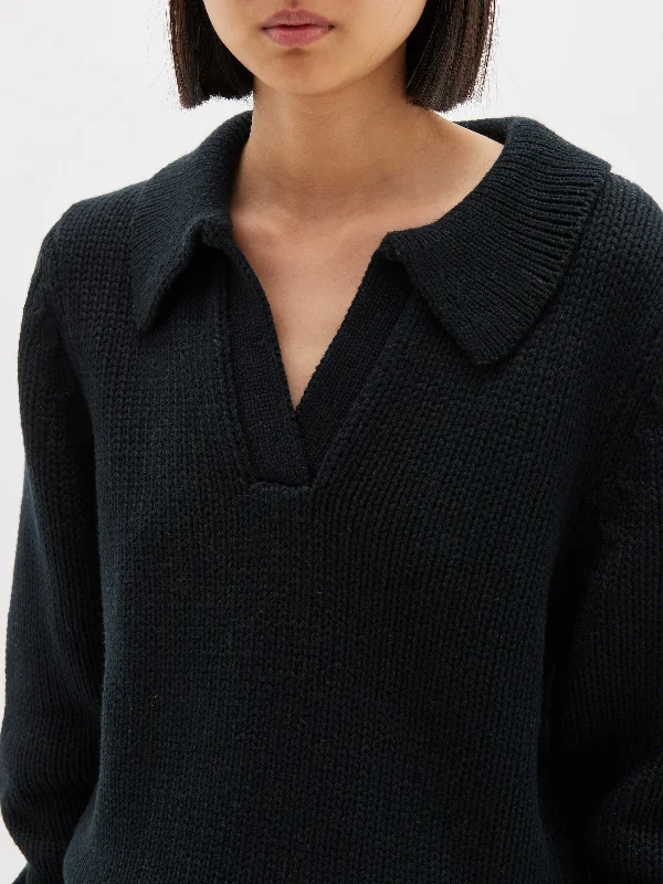 boxy cotton polo knit