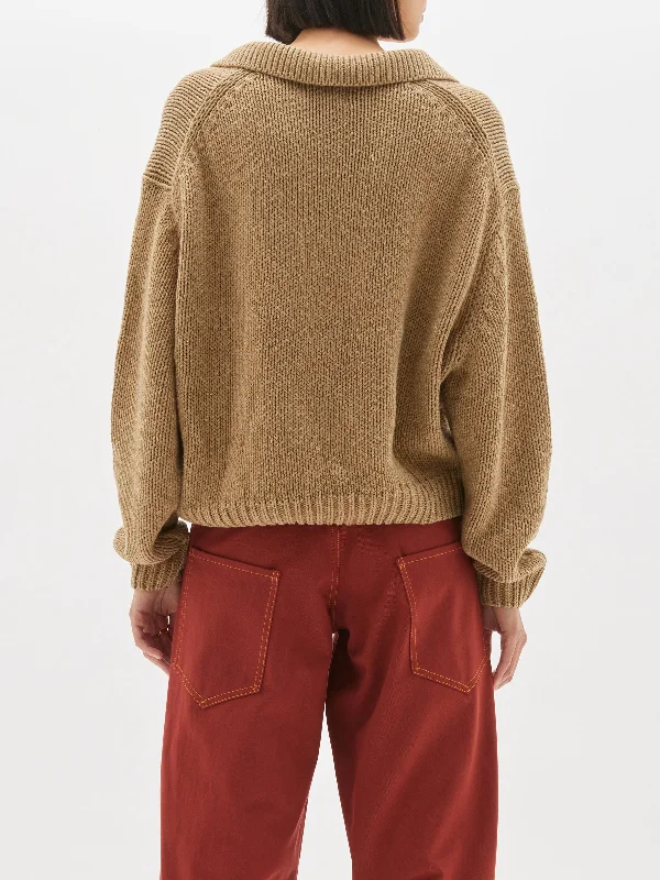 boxy cotton polo knit