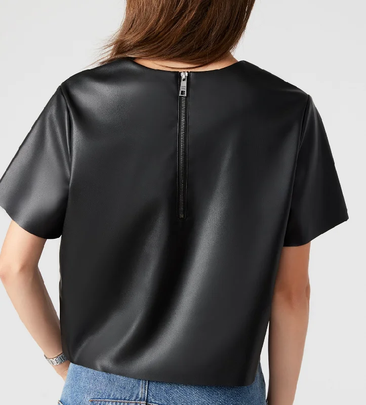 Ezra Vegan Leather Short Sleeve Top by Steve Madden