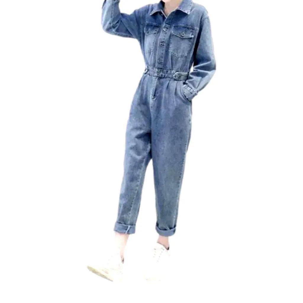 Fashionable women's denim jumpsuit