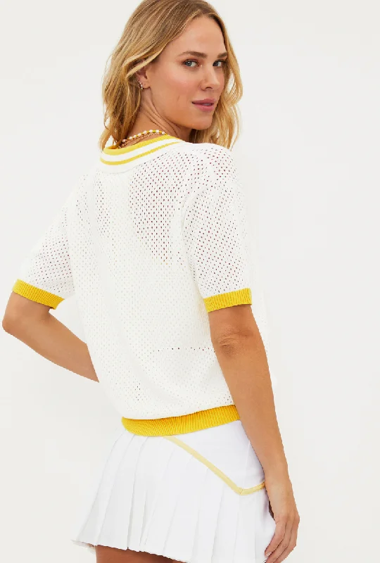 Giana White and Yellow Tennis Sweater Top by Beach Riot