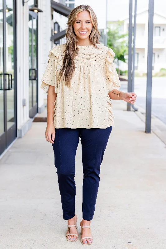 Love And Lilies Top, Beige