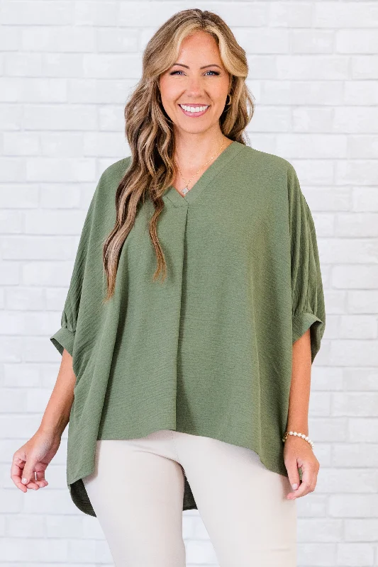 Meet Me After Midnight Top, Light Olive