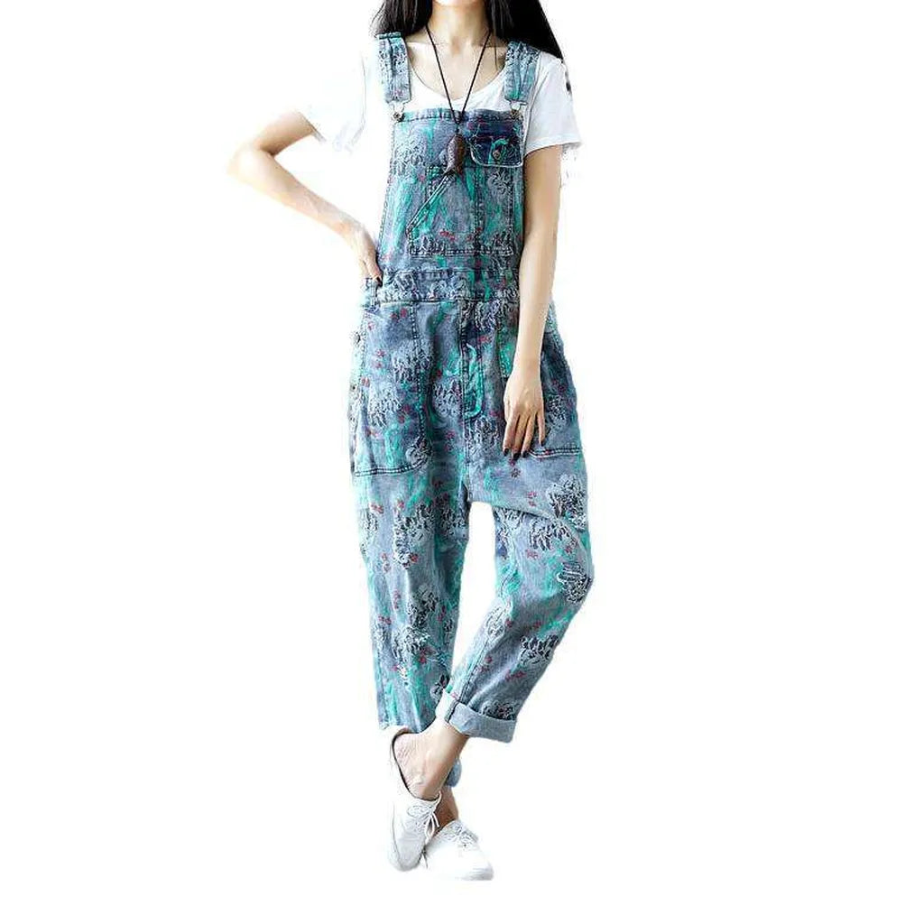 Painted denim overall for women