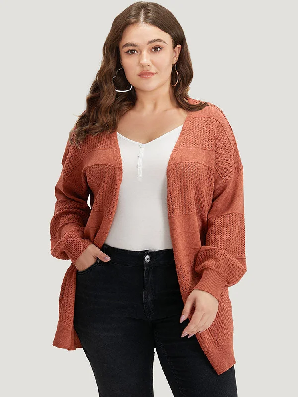 Plain Open Front Lantern Sleeve Cardigan