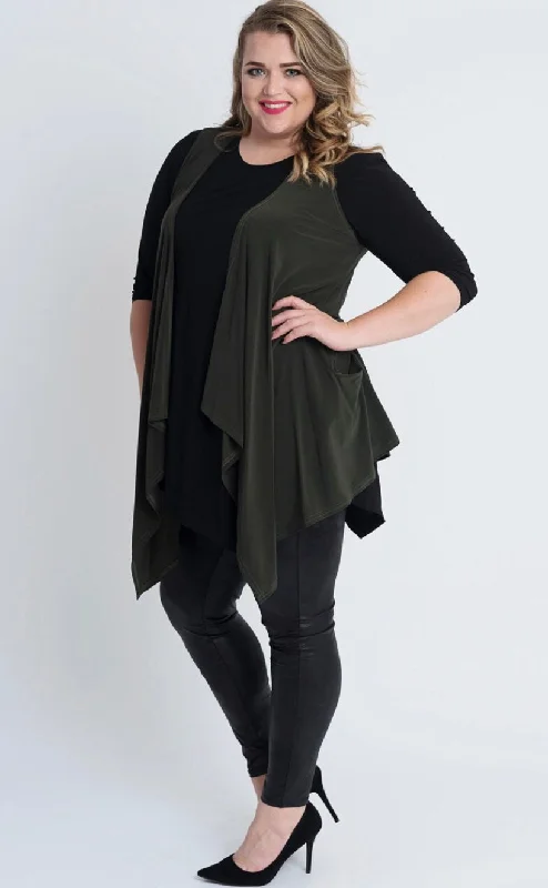 Pocketed Waterfall Sleeveless Cardigan - 2 Colors