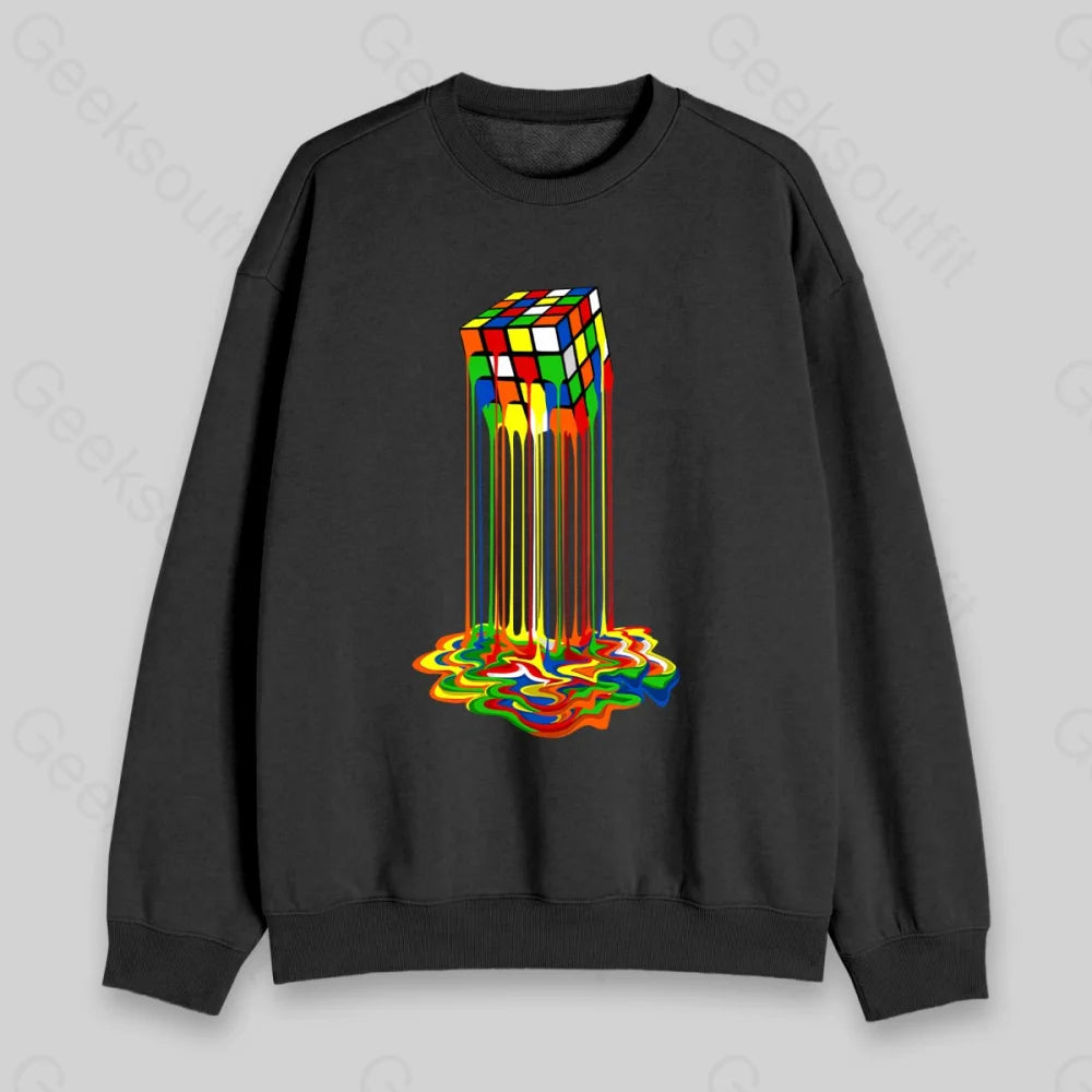 Rainbow Abstraction Melted Rubix Cube Sweatshirt