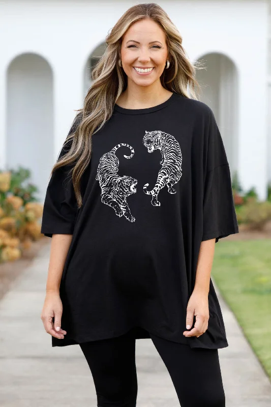 Roar Loudly Boyfriend Tee, Black