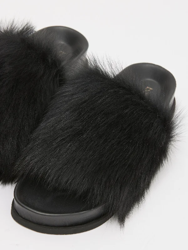 shearling platform slide