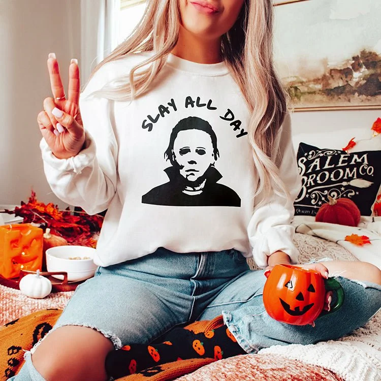 Slay All Day Halloween Crewneck Sweatshirt