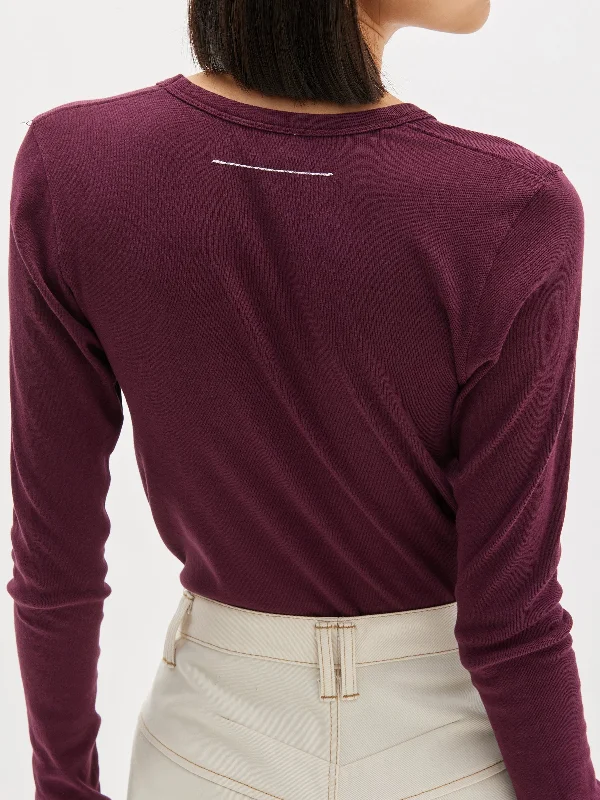 slim rib v neck long sleeve t.shirt