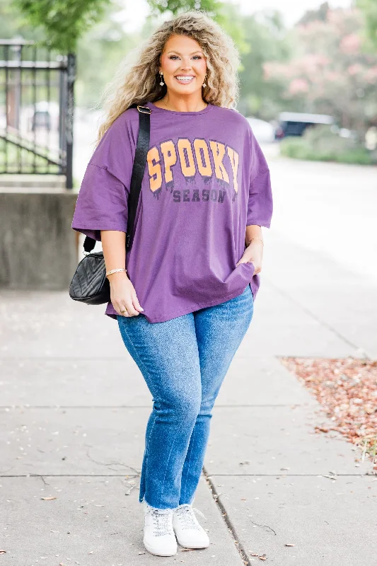 Spooky Days Boyfriend Tee, Lilac Gray