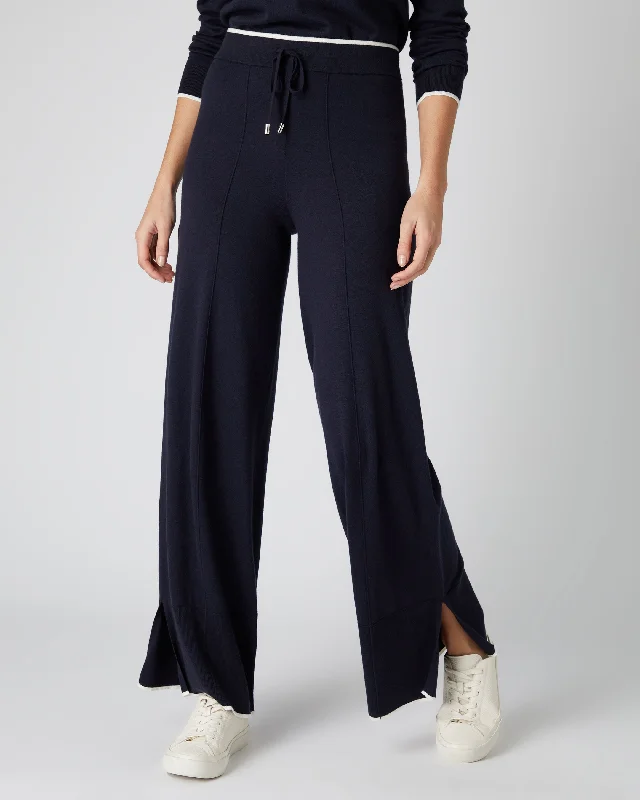 Women's Cotton Cashmere Pants Navy Blue