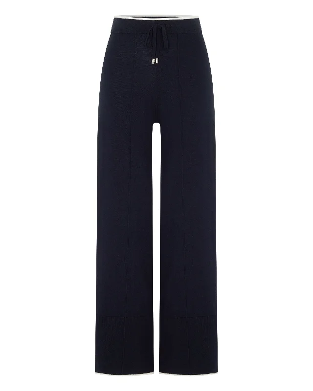 Women's Cotton Cashmere Pants Navy Blue