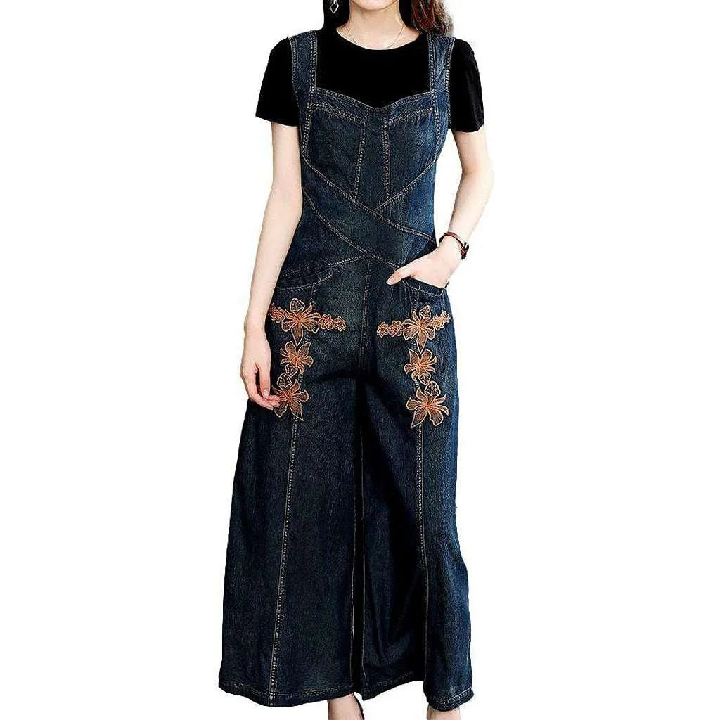 Women's denim wide jumpsuit