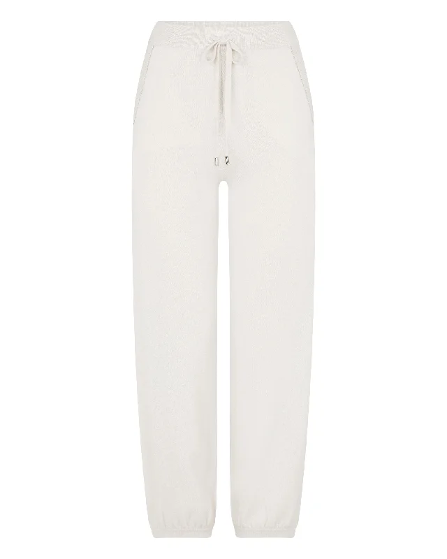 Women's Metal Trim Pants Ivory White Sparkle