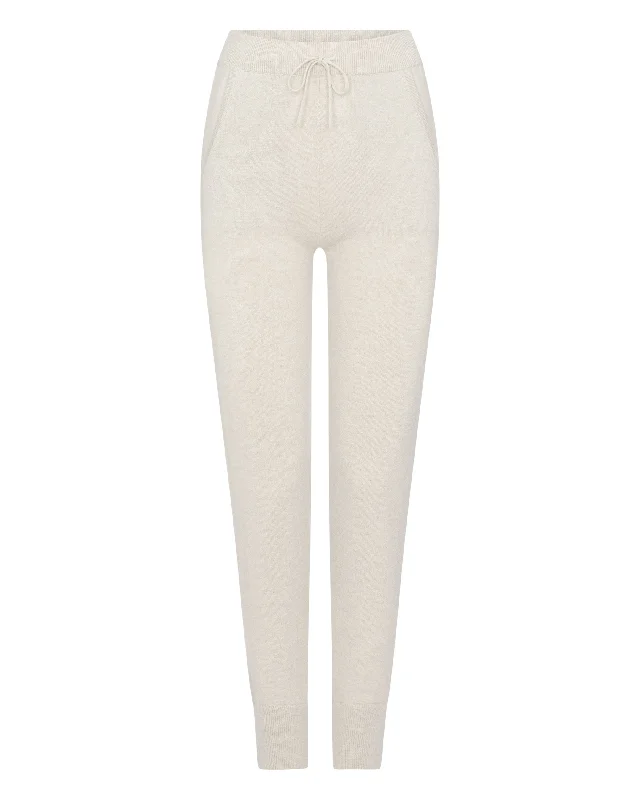 Women's Tabitha Plain Cashmere Lounge Pants Ecru White