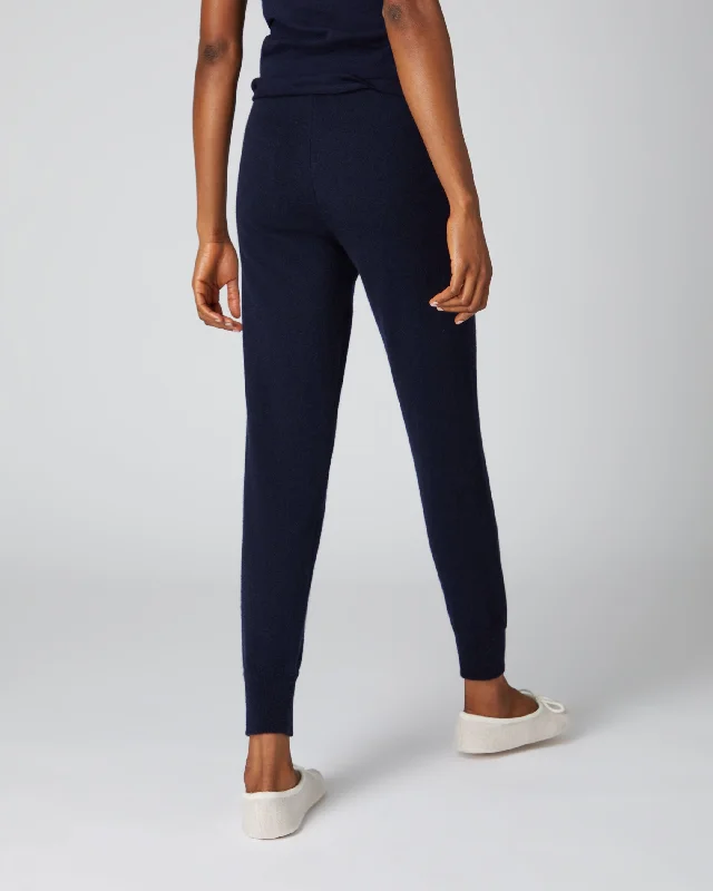 Women's Tabitha Plain Cashmere Lounge Pants Navy Blue