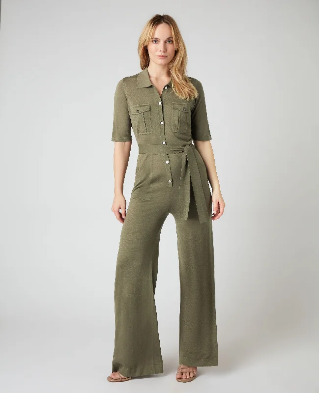 Women's Safari Jumpsuit Khaki Green