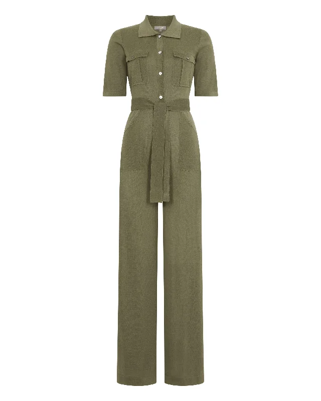 Women's Safari Jumpsuit Khaki Green