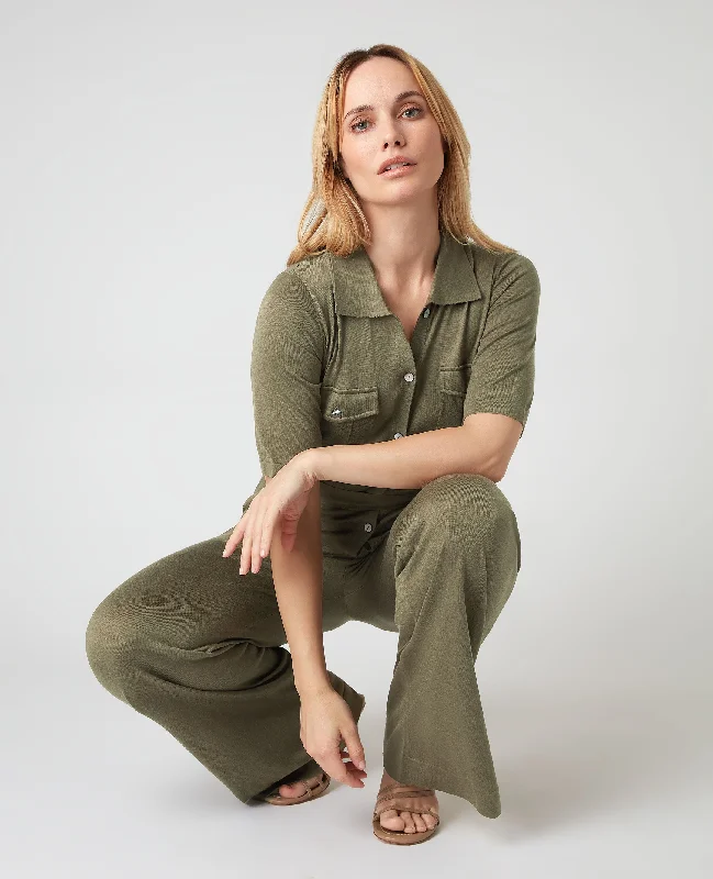 Women's Safari Jumpsuit Khaki Green